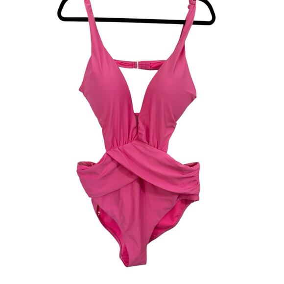 NWT! Bar III Draped Monokini One-Piece Swimsuit in Candy Kiss - Size XL - Picture 3 of 6